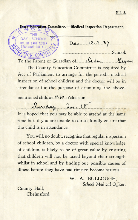 Essex health check, 1937png